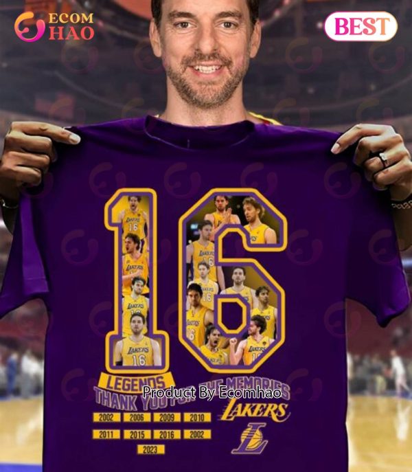 16 Lakers Legends Thank You For The Memories T-Shirt