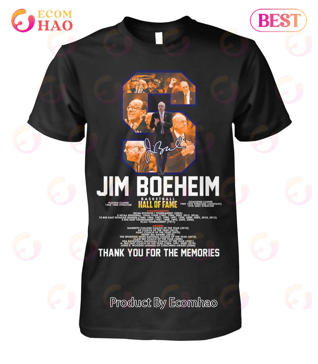 Jim Boeheim Basketball Hall Of Fame Thank You For The Memories T-Shirt