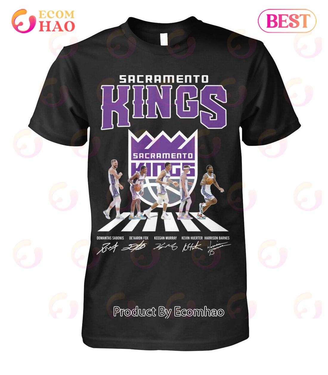 Sacramento Kings Domantas Sabonis And De’aaron Fox And Keegan Murray And Kevin Huerter And Harrison Barnes T-Shirt