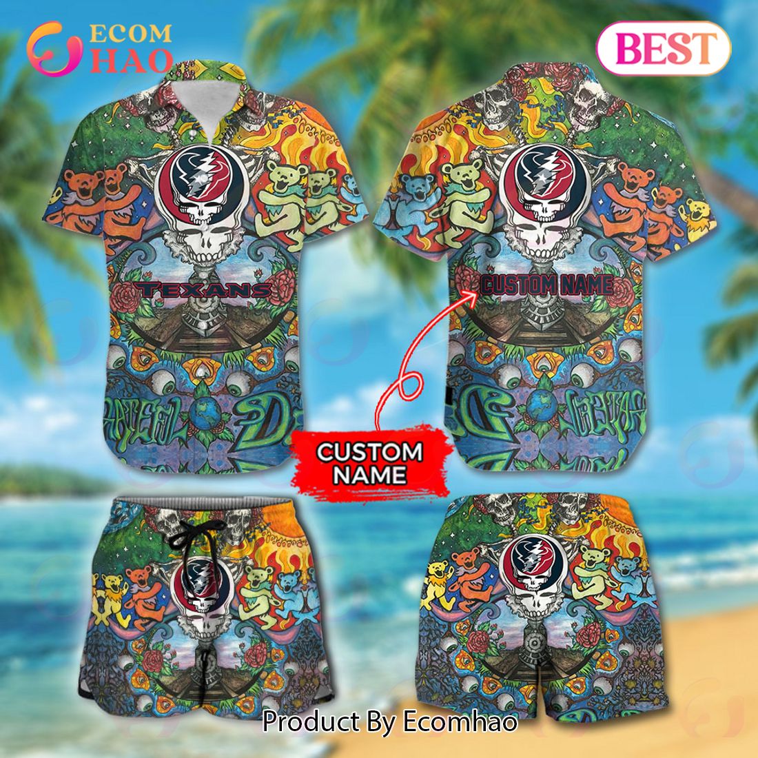 Custom Name NFL Houston Texans Hawaiian Shirt & Short New Trending