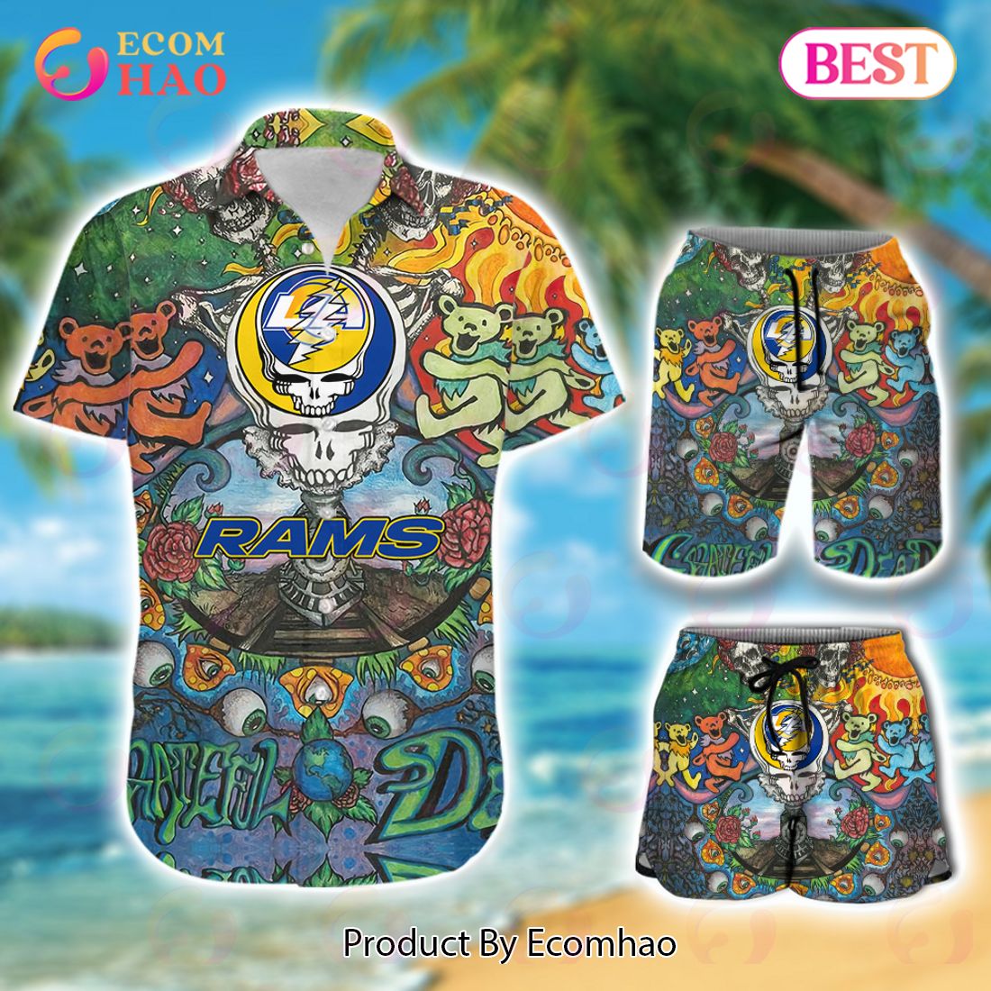 Custom Name NFL Los Angeles Rams Hawaiian Shirt & Short New Trending