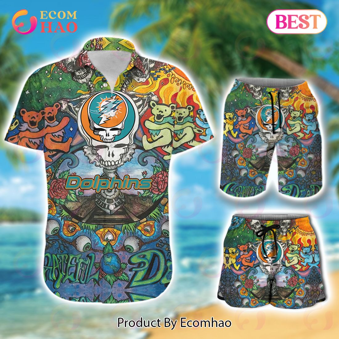 Custom Name NFL Miami Dolphins Hawaiian Shirt & Short New Trending