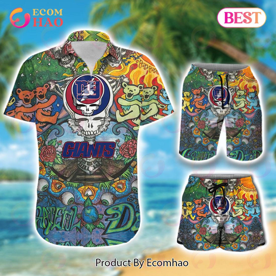 Custom Name NFL New York Giants Hawaiian Shirt & Short New Trending