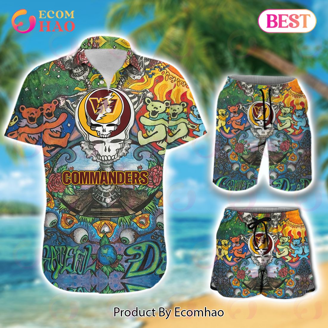 Custom Name NFL Washington Commanders Hawaiian Shirt & Short New Trending