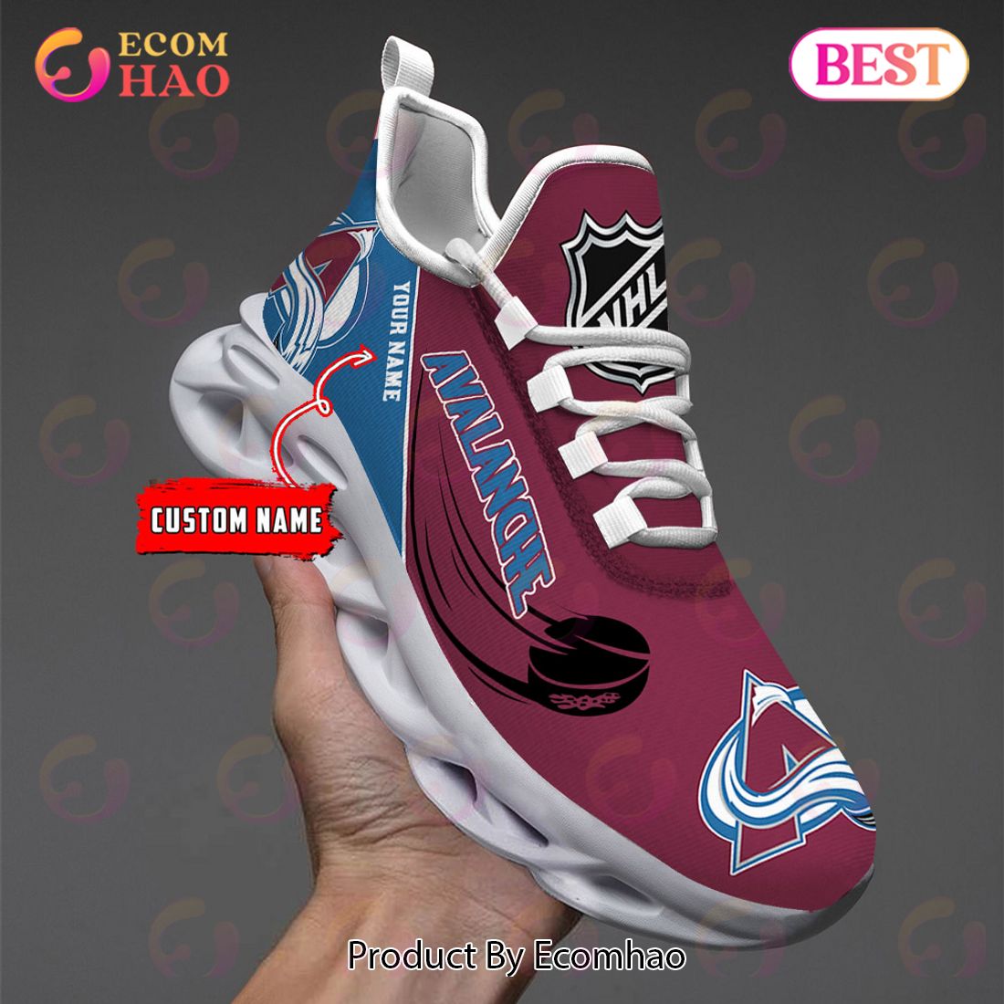 Colorado Avalanche Personalized NHL Sport Black Max Soul Shoes Style Gift  For Fans