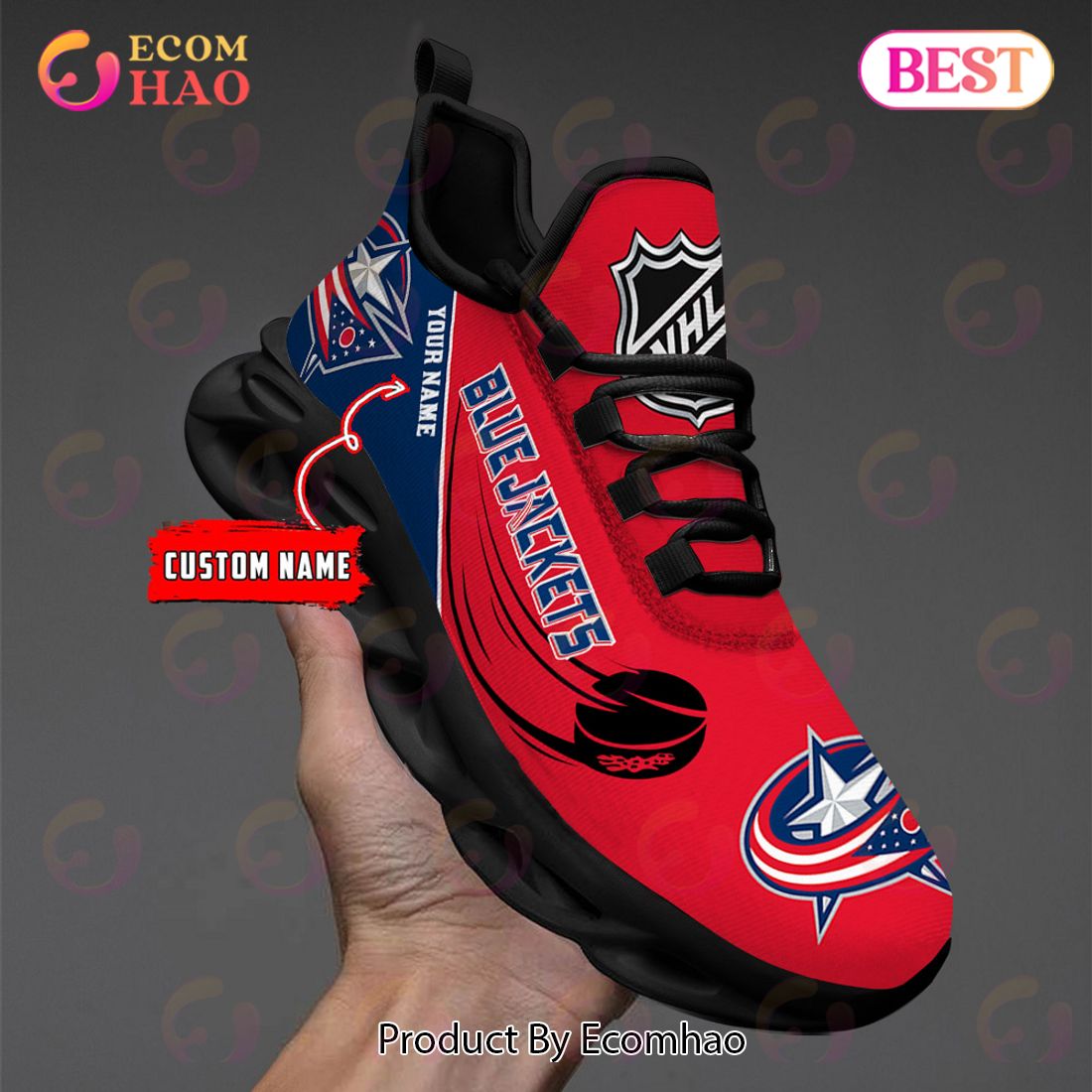 Custom Name NHL Columbus Blue Jackets Personalized Max Soul Shoes, Sneakers