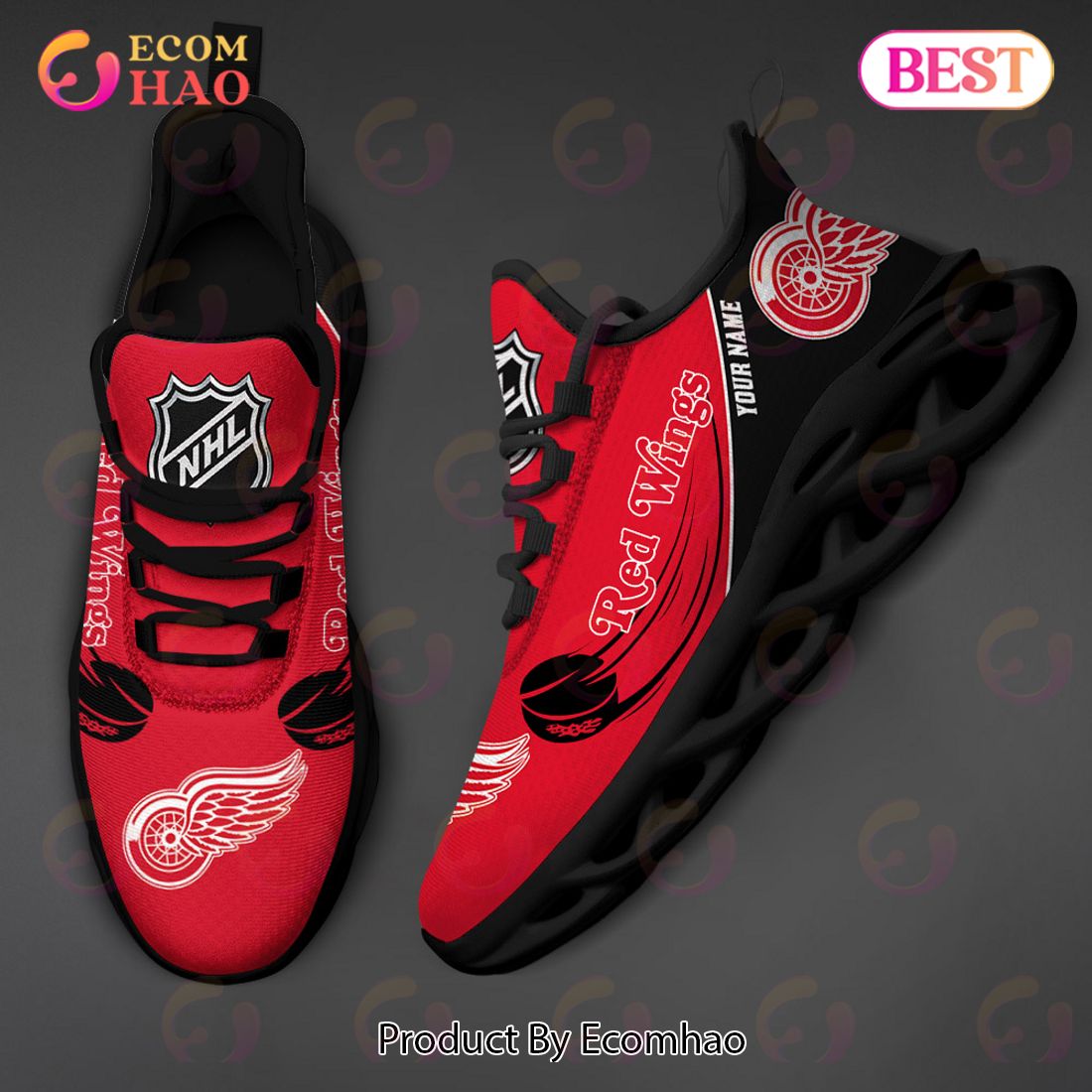Custom Name Shoes Detroit Red Wings Max Soul Sneakers Men And