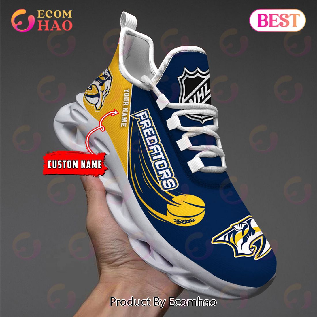 Custom Name NHL Nashville Predators Personalized Max Soul Shoes, Sneakers