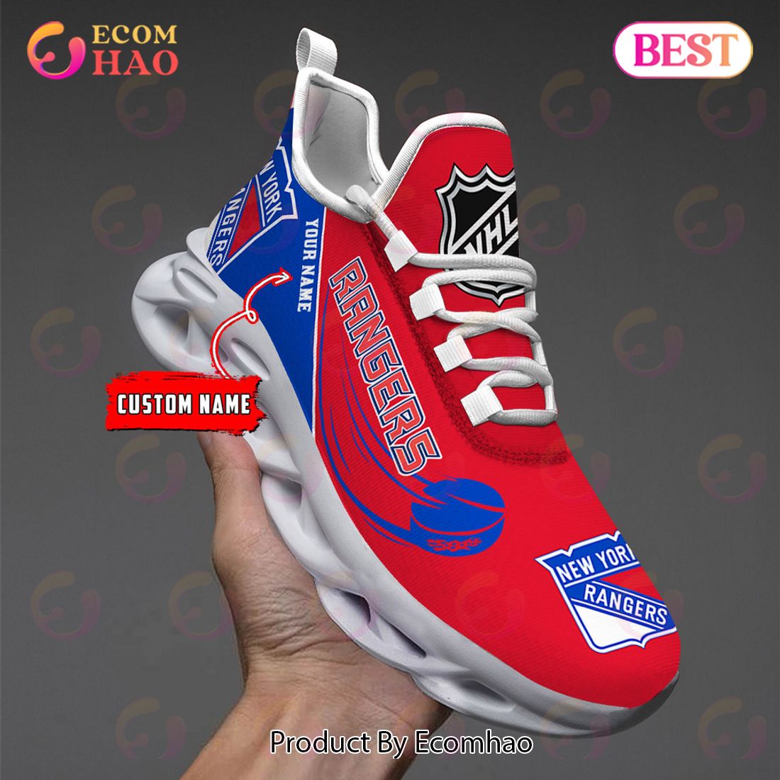 Custom Name NHL New York Rangers Personalized Max Soul Shoes, Sneakers