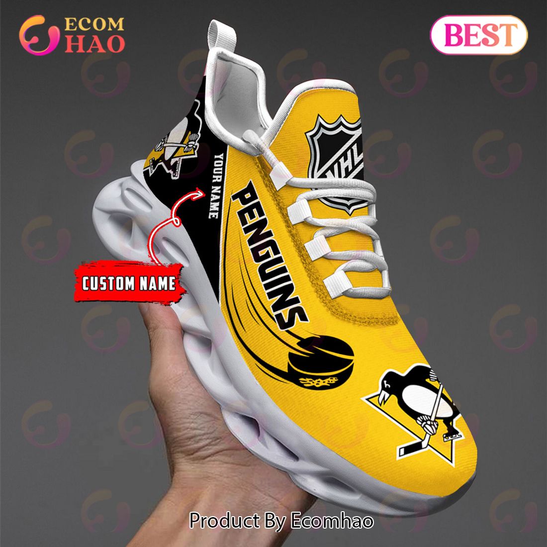 Custom Name NHL Pittsburgh Penguins Personalized Max Soul Shoes, Sneakers