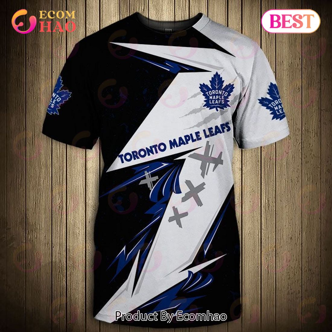 SALE NHL Toronto Maple Leafs 3D T-Shirt Graffiti Short Sleeve