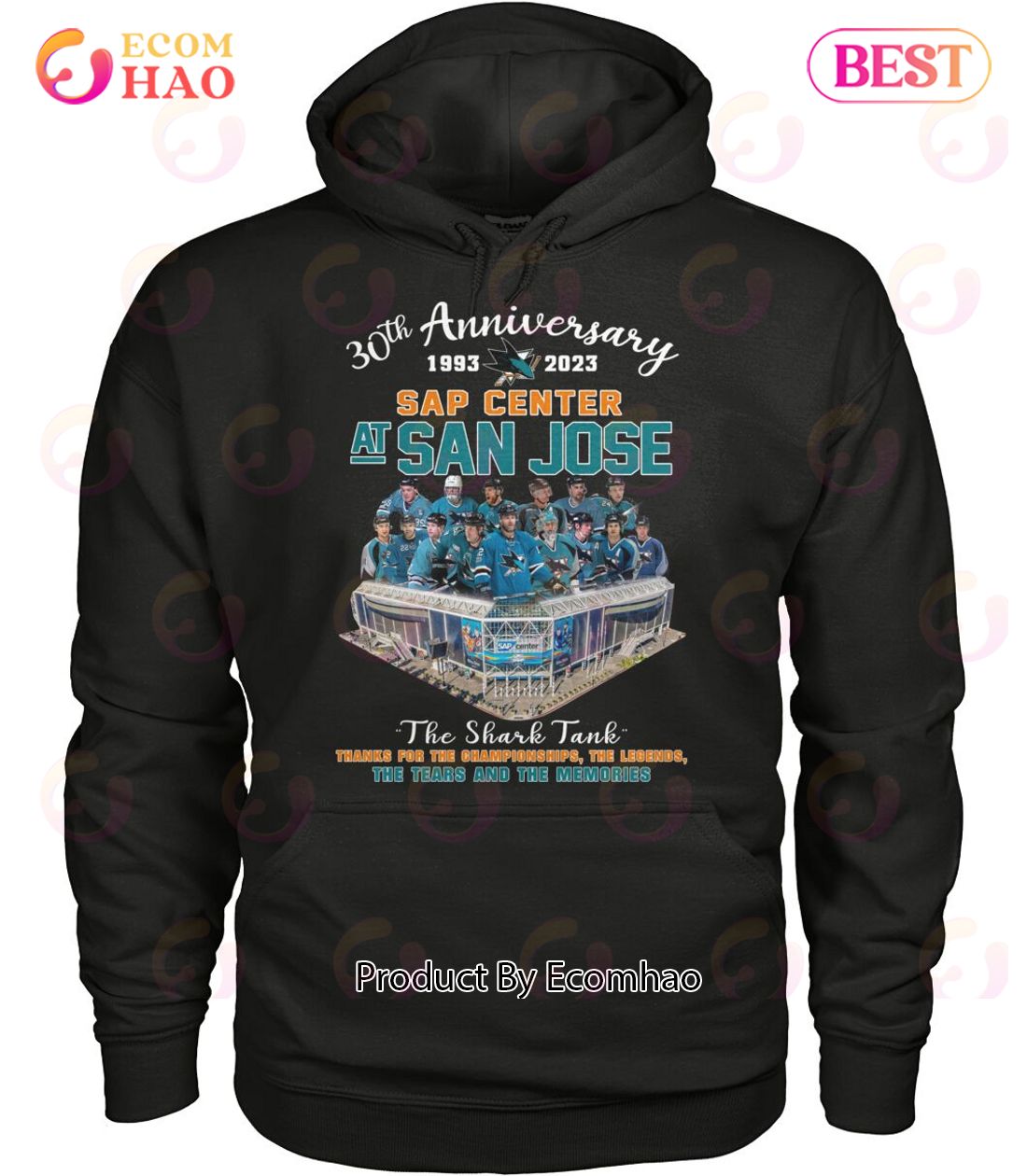 30th Anniversary 1993 – 2023 Sap Center AT San Jose The Shark Tank Thanks For The Championships The Legends The Tears And The Memories T-Shirt