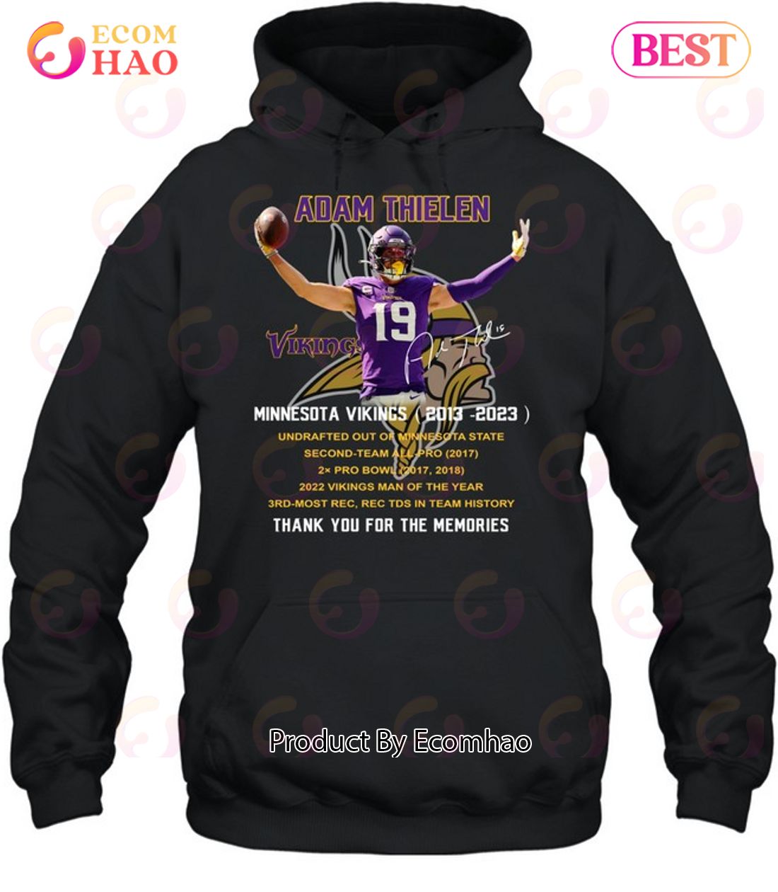 Adam Thielen Minnesota Vikings 2013 – 2023 Thank You For The Memories T-Shirt