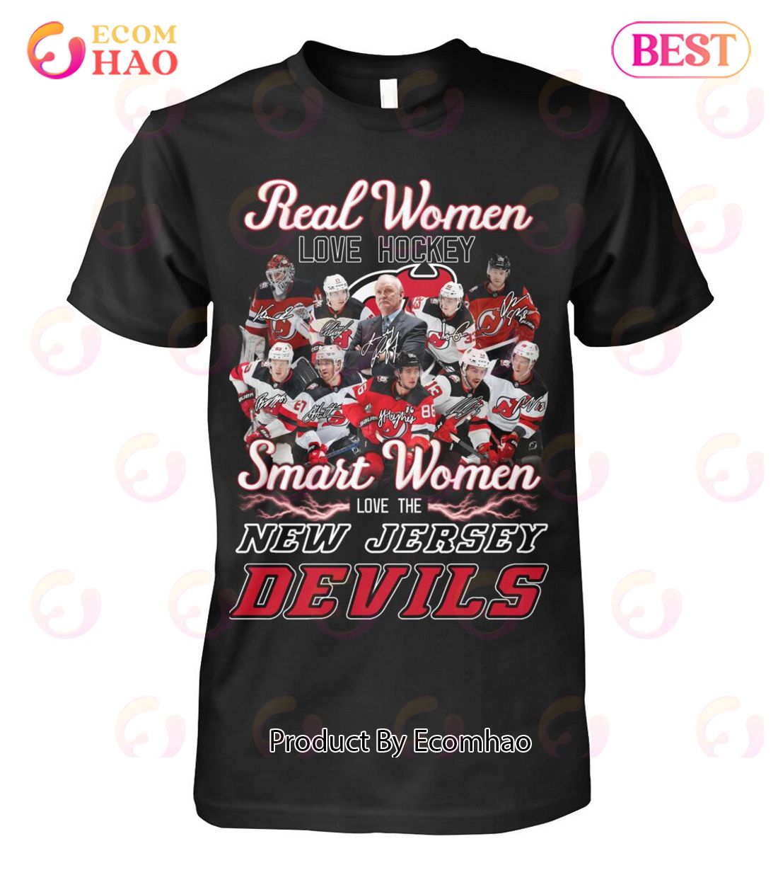 Real Women Love Hockey Smart Women Love The New Jersey Devils T-Shirt