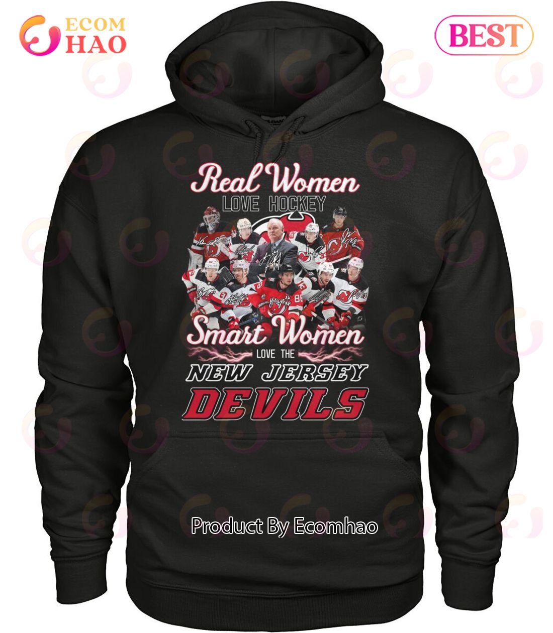 Real Women Love Hockey Smart Women Love The New Jersey Devils T-Shirt