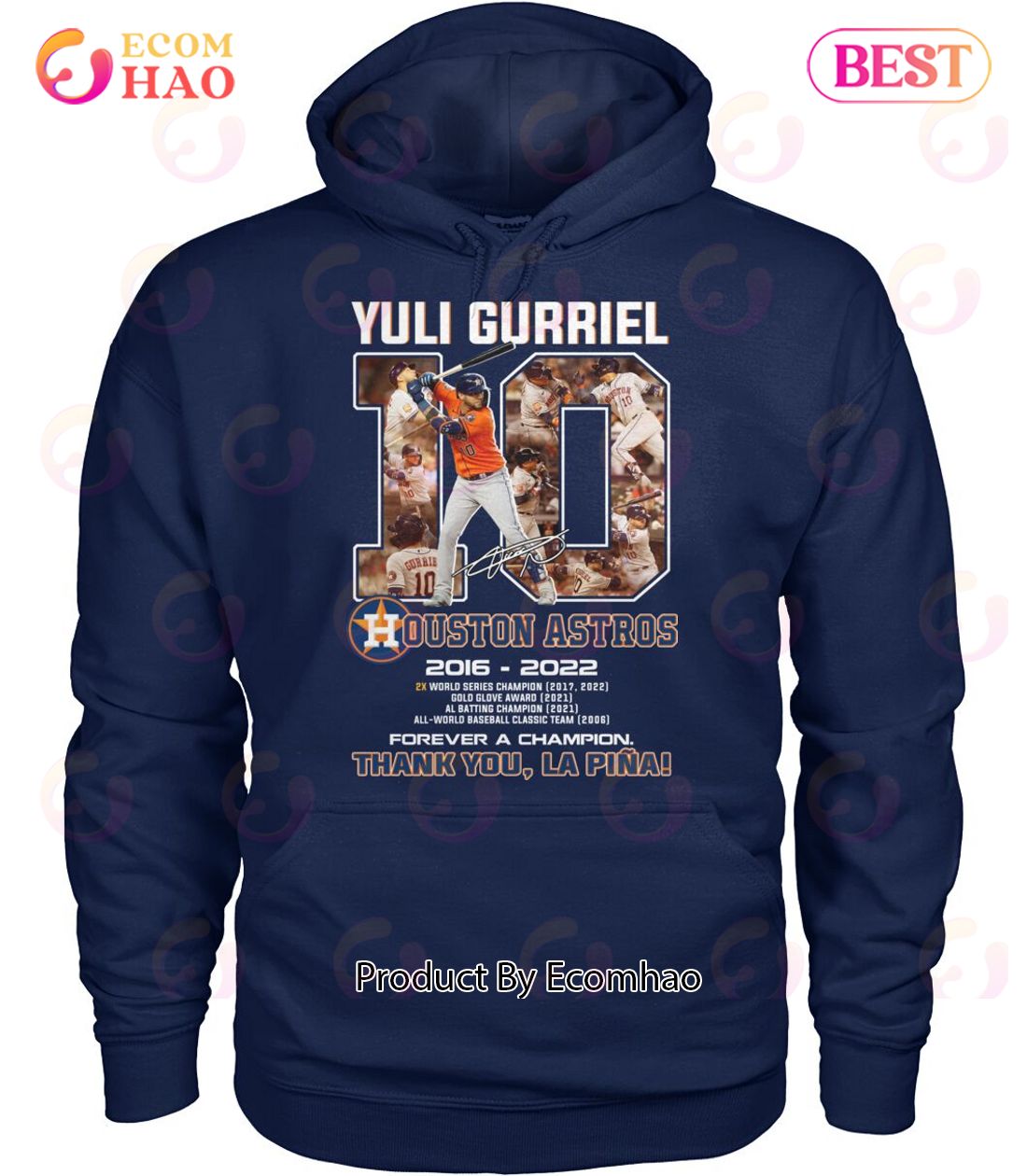 Yuli Gurriel 10 Ouston Astros 2016 – 2022 Forever A Champion Thank You Lapina T-Shirt