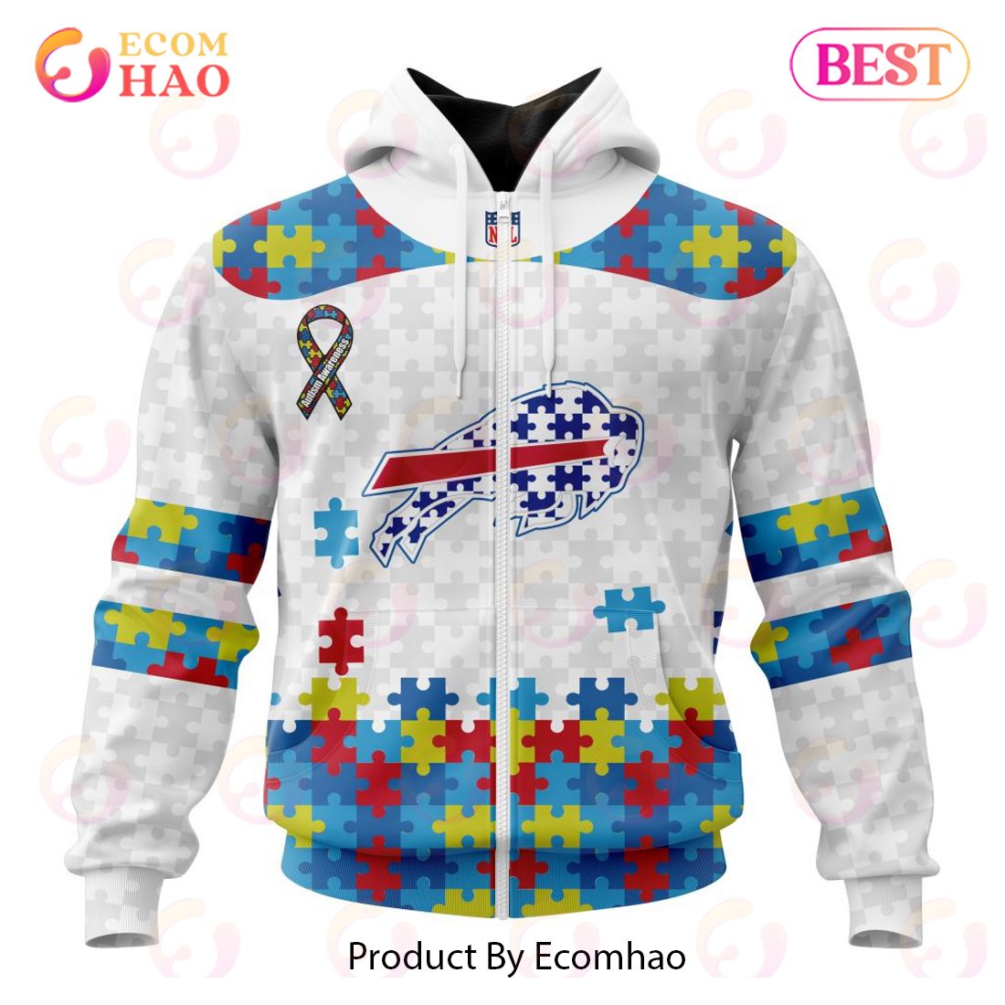 Personalized NFL Buffalo Bills Special Autism Awareness Design 3D Hoodie