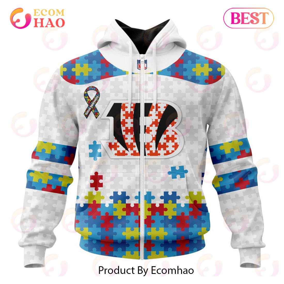 Personalized NFL Cincinnati Bengals Special Autism Awareness Design 3D Hoodie