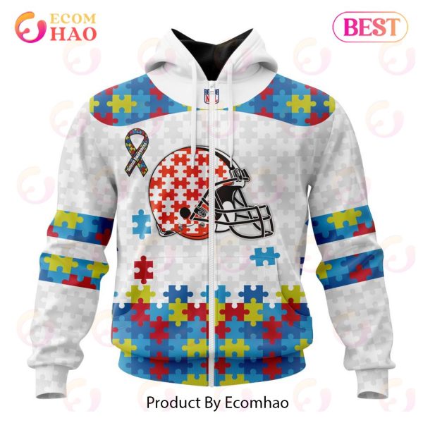 Personalized NFL Cleveland Browns Special Autism Awareness Design 3D Hoodie