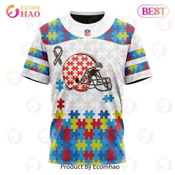 Personalized NFL Cleveland Browns Special Autism Awareness Design 3D Hoodie