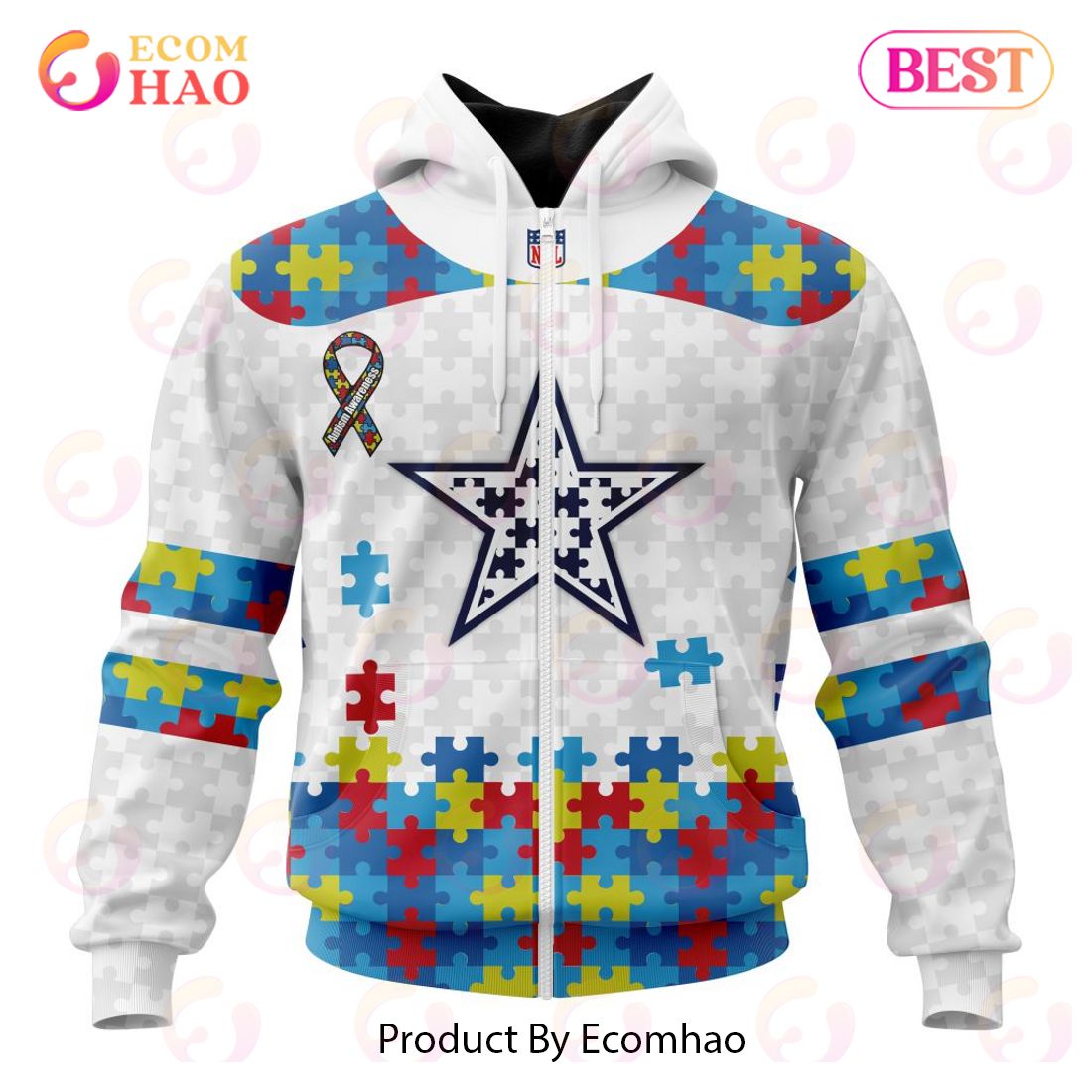 Personalized NFL Dallas Cowboys Special Autism Awareness Design 3D Hoodie