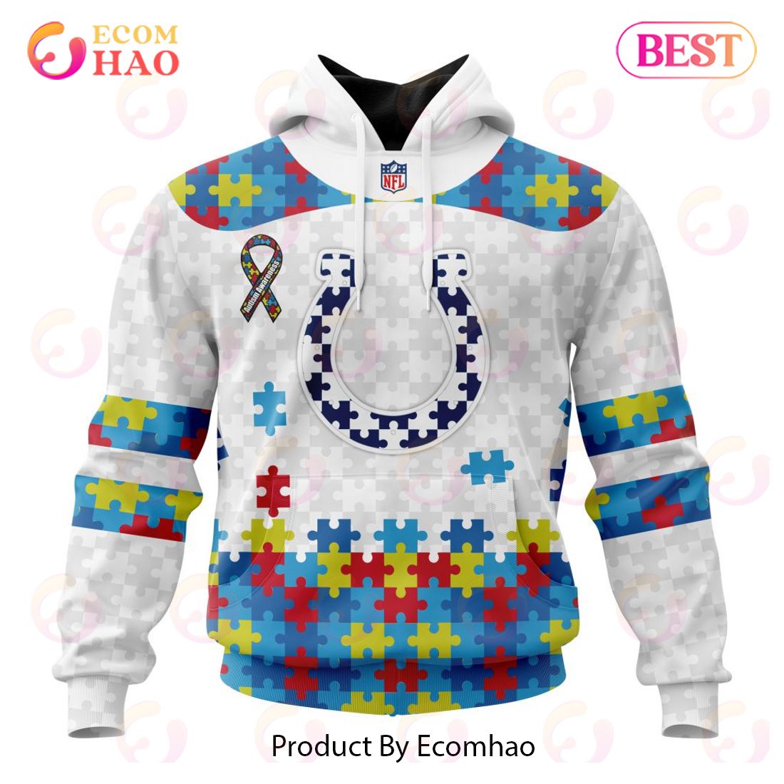 Personalized NFL Indianapolis Colts Special Autism Awareness Design 3D Hoodie