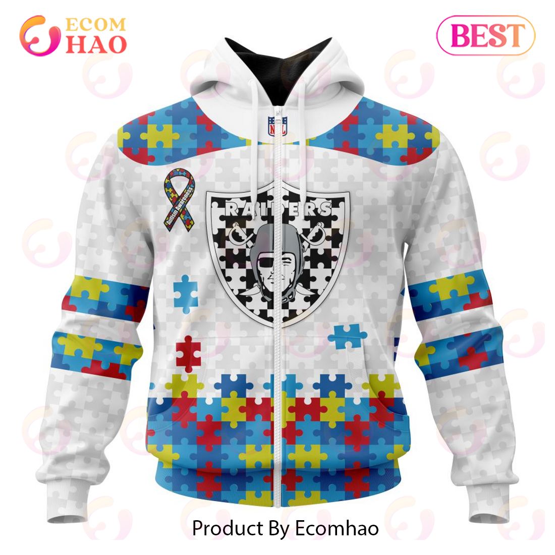 Personalized NFL Las Vegas Raiders Special Autism Awareness Design 3D Hoodie