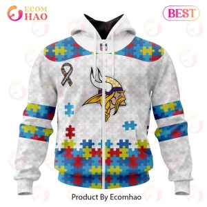 Personalized NFL Minnesota Vikings Special Autism Awareness Design 3D Hoodie
