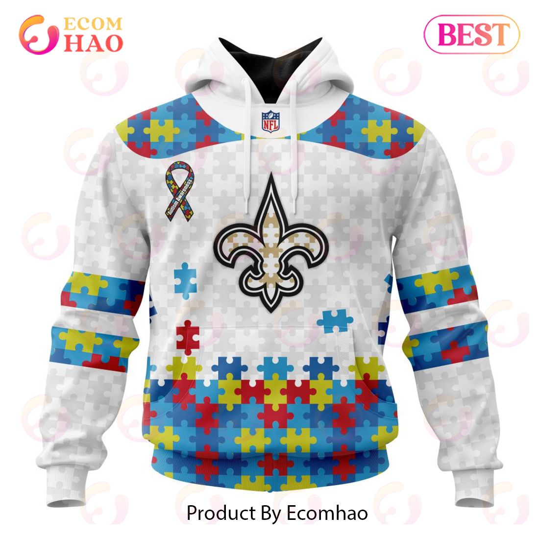 Personalized NFL New Orleans Saints Special Autism Awareness Design 3D Hoodie