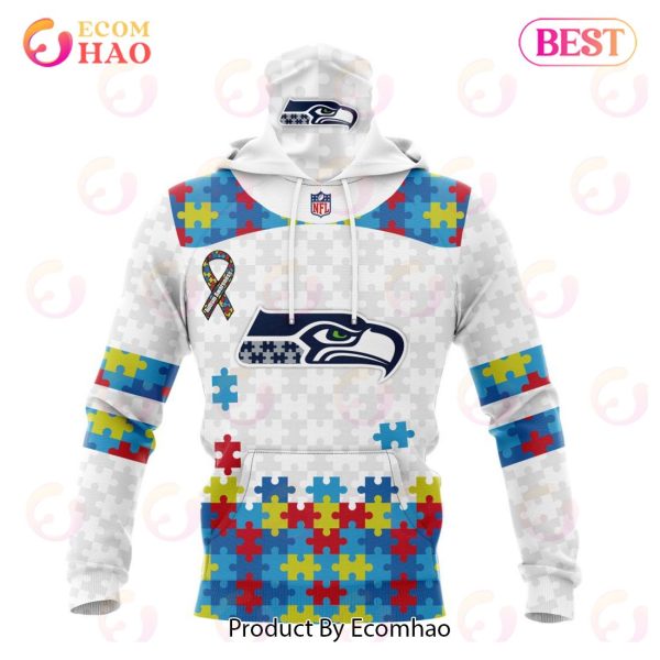 Custom Name And Number NFL Seattle Seahawks Special Autism Awareness Design  Hoodie - Torunstyle