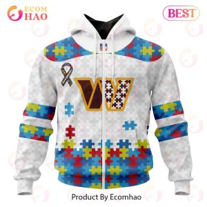 Personalized NFL Washington Commanders Special Autism Awareness Design 3D Hoodie