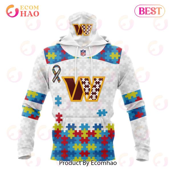 NFL Washington Commanders Puzzle Autism Awareness All Over Print 3D Hoodie  Unisex Hoodie