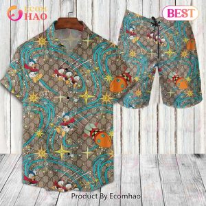 Designer Men’s Hawaiian Shirt And Shorts by Gucci – Universe Donald Duck Print Edition