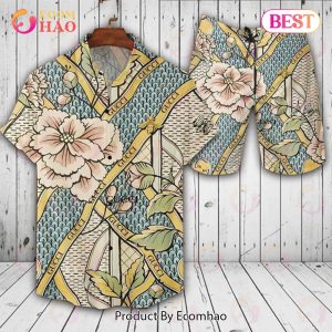 Gucci Logo Pattern Hawaiian Shirt And Shorts Floral Print