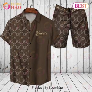 Gucci Men’s Brown Hawaiian Shirt And Shorts – Summer 2023 Collection