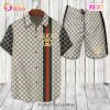 Gucci Men’s Striped Red Gucci Logo GC Hawaiian Shirt And Shorts Print Panthers – Summer 2023 Collection