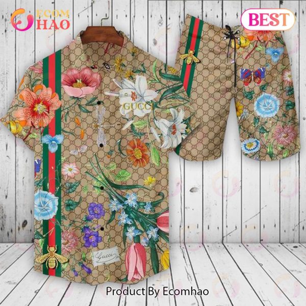 Luxury Men’s Gucci Beachwear – Hawaiian Shirt and Shorts Set