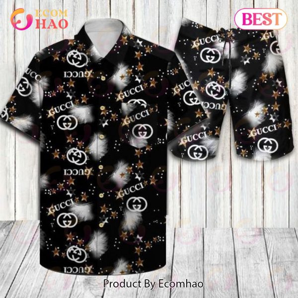 Luxury Men’s Gucci Beachwear – Stars Print Shirt and Shorts Set