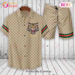 Men’s Designer Floral Print GC Hawaiian Shirt and Shorts – Gucci Summer Collection
