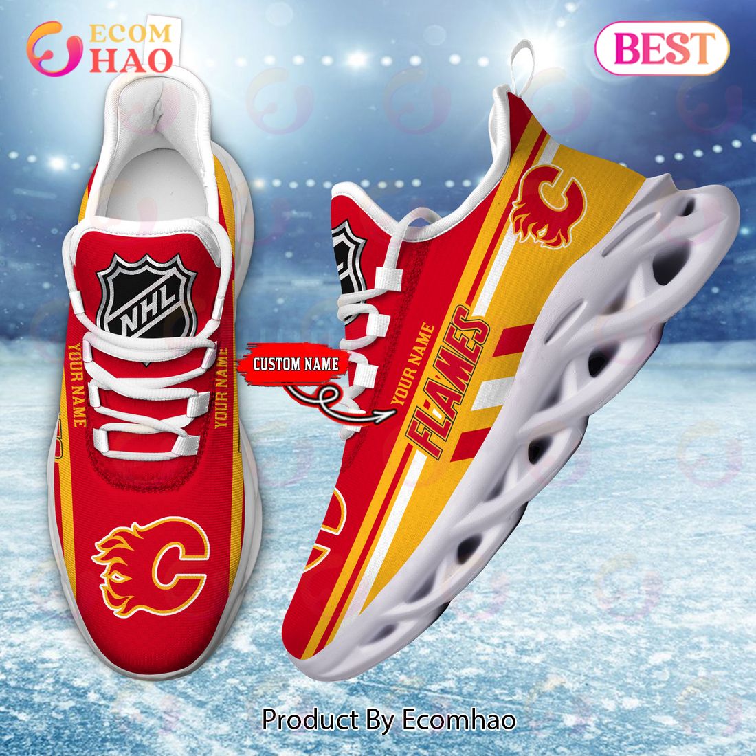 NHL Calgary Flames Perfect Gift for fans Personalized Max Soul Chunky Sneakers, Shoes