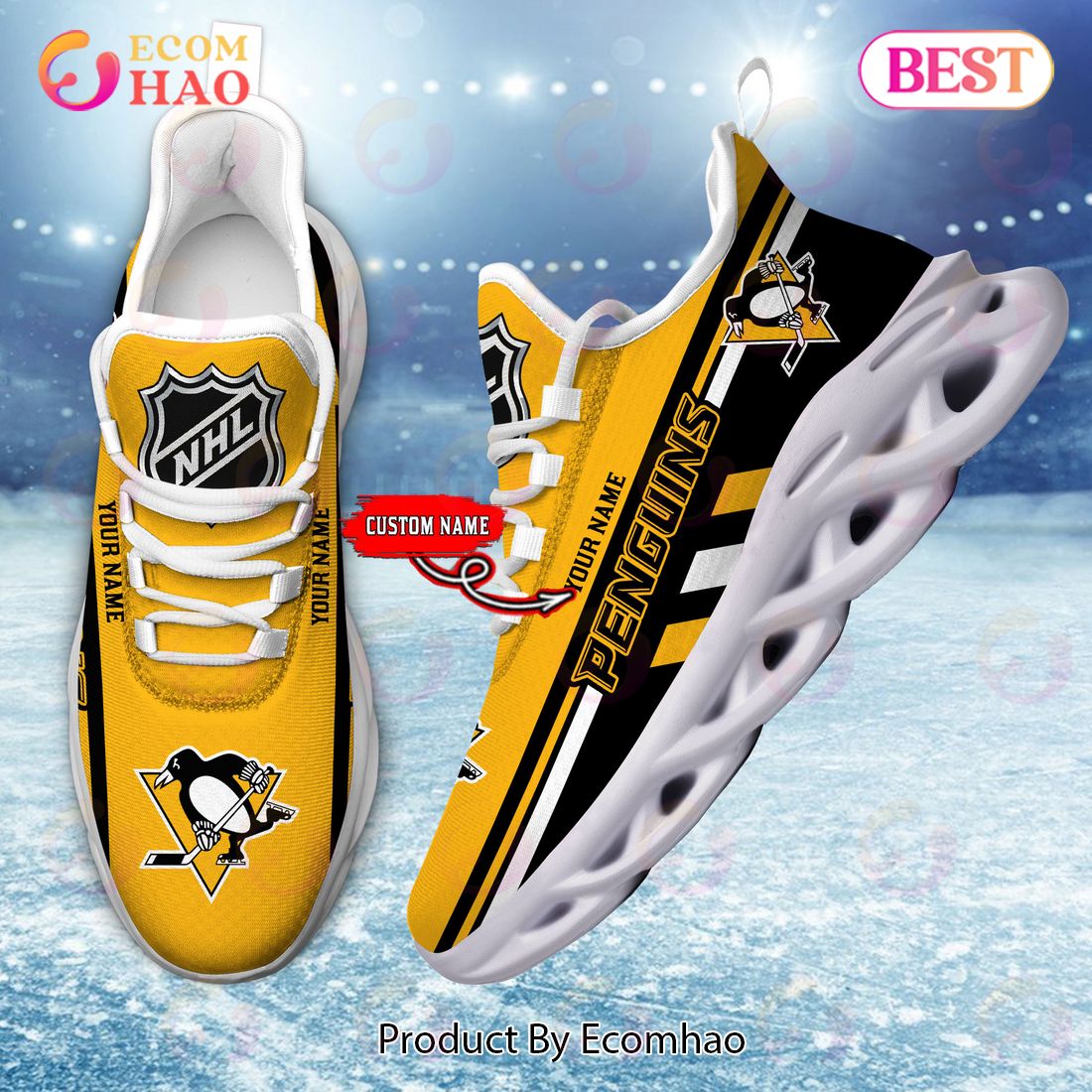 NHL Pittsburgh Penguins Perfect Gift for fans Personalized Max Soul Chunky Sneakers, Shoes