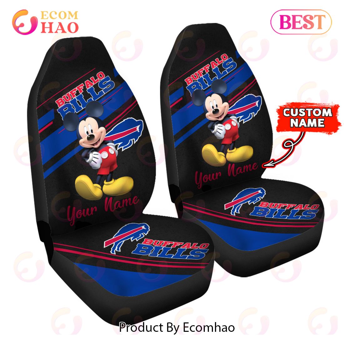 NFL Buffalo Bills Custom Name Mickey Mouse Car Seat Covers