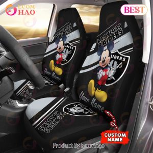 NFL Las Vegas Raiders Custom Name Mickey Mouse Car Seat Covers