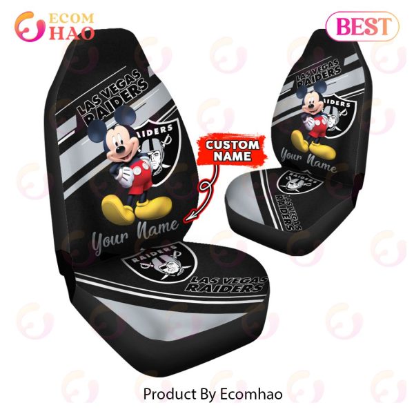 NFL Las Vegas Raiders Custom Name Mickey Mouse Car Seat Covers