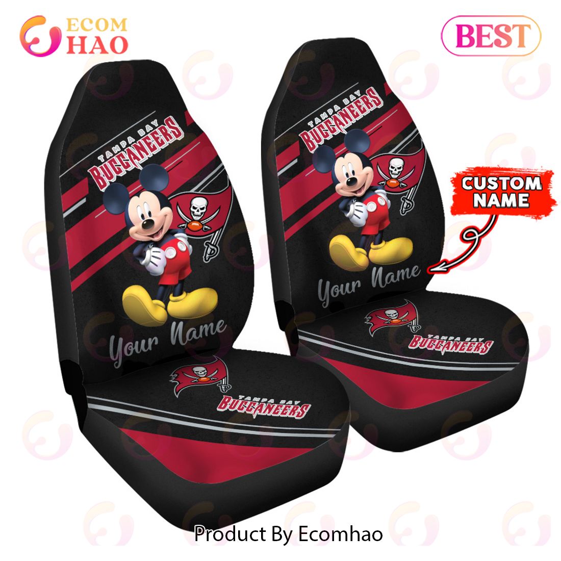 NFL Tampa Bay Buccaneers Custom Name Mickey Mouse Car Seat Covers