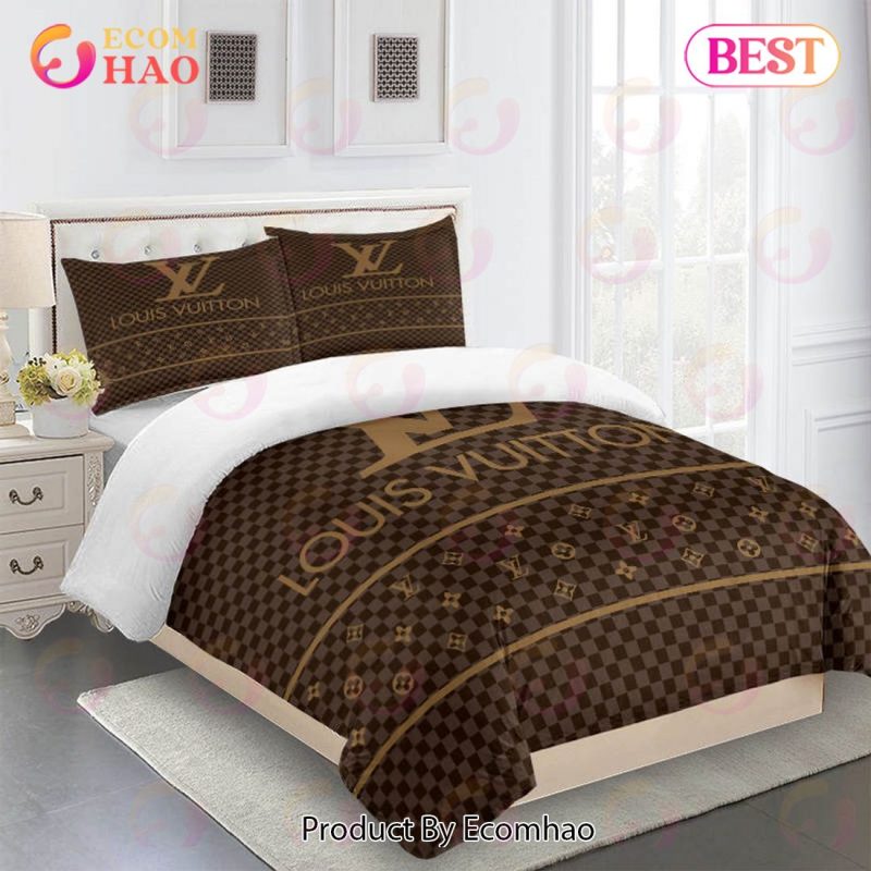 Comforter Sets Brown And Gold Louis Vuitton Bedding Set - Ecomhao Store