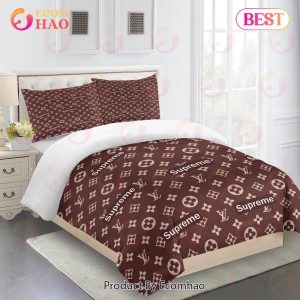 Comforter Sets Brown Supreme Logo Full Louis Vuitton Bedding Set