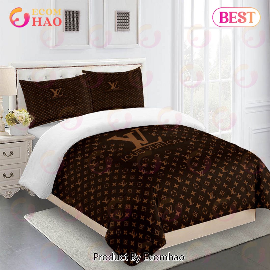 Comforter Sets Full Brown Louis Vuitton Bedding Set - Ecomhao Store