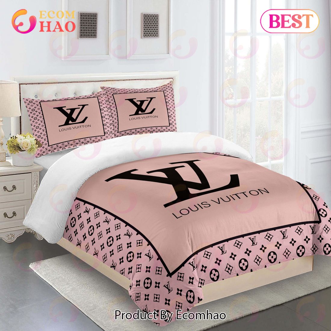 Comforter Sets Full Pink And Black Louis Vuitton Bedding Set