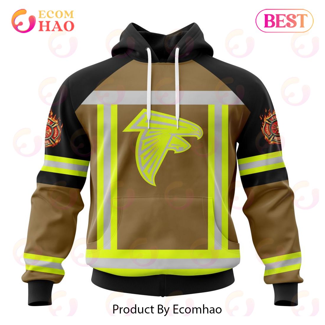 NFL Atlanta Falcons Special Firefighter Uniform Design 3D Hoodie